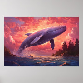 Whale im Pastellhimmel Klein Poster