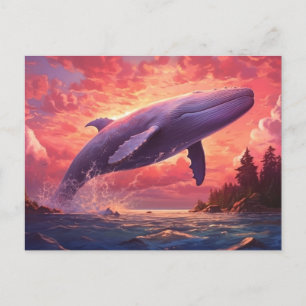 Whale im Pastellhimmel Klein Postkarte