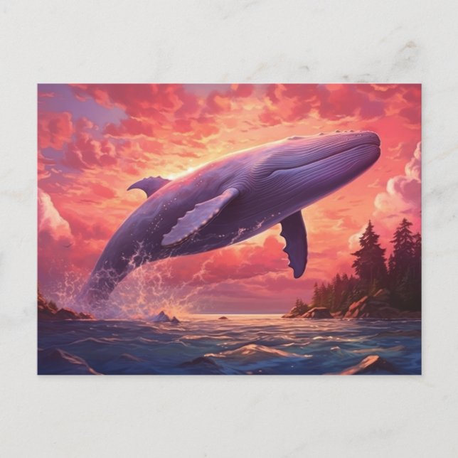 Whale im Pastellhimmel Klein Postkarte (Vorderseite)