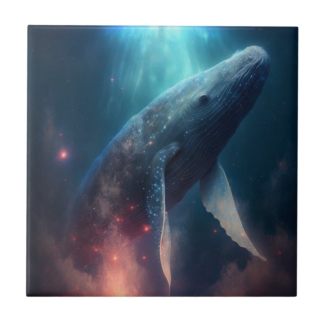 Whale in der Sky Fantasy Art Fliese (Vorderseite)