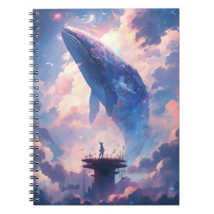 Whale in der Sky Fantasy Art Notizblock