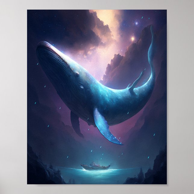 Whale in der Sky Fantasy Art Poster (Vorne)