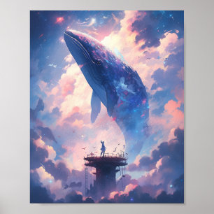 Whale in der Sky Fantasy Art Poster