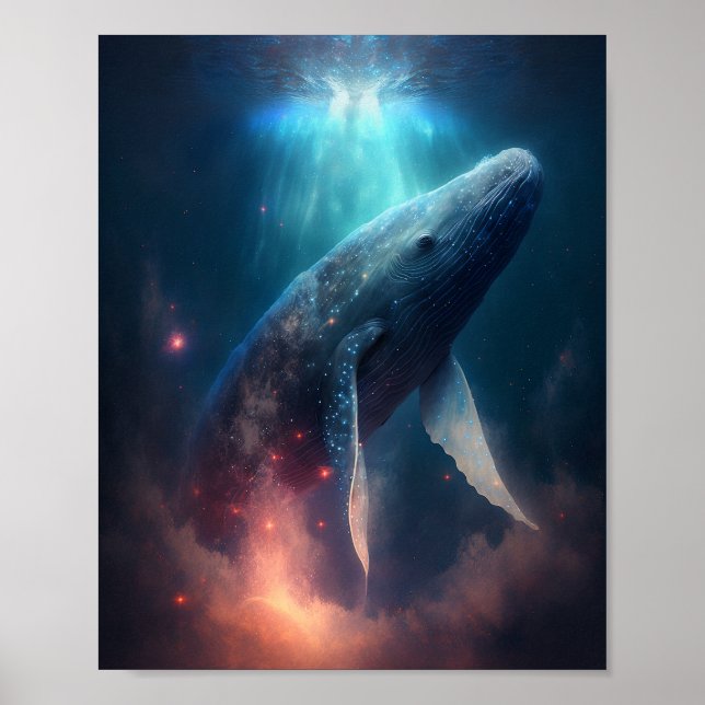 Whale in der Sky Fantasy Art Poster (Vorne)