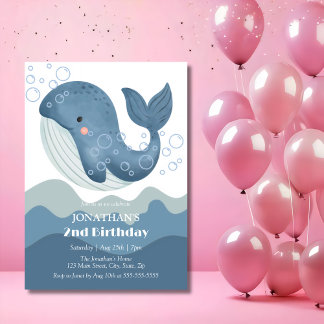 Whale-Kindergeburtstag Einladung