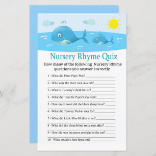 Whale Kinderzimmer Rhyme Quiz Babydusche