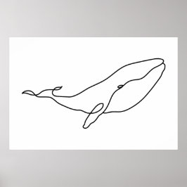 Whale , line art illustration poster