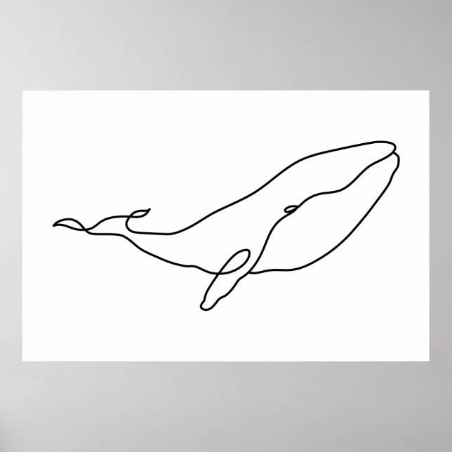 Whale , line art illustration poster (Vorne)
