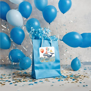 Whale macht einen Splash Boys Geburtstag Danke Quadratischer Aufkleber