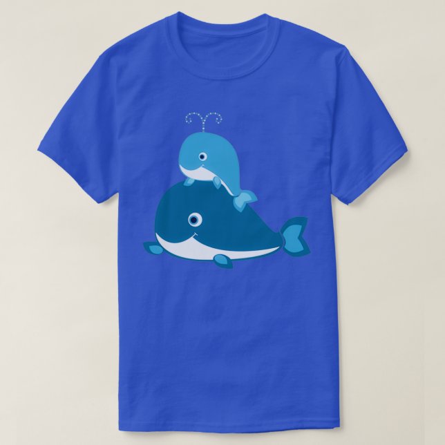 Whale-Mama und Baby-Wale T-Shirt (Design vorne)