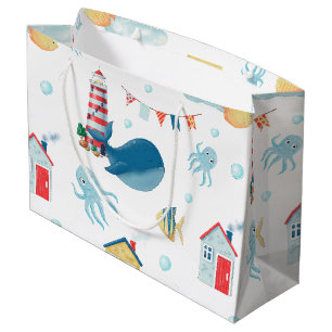 Whale Nautical Große Geschenktüte