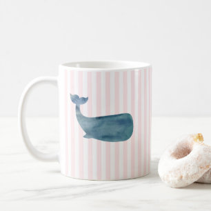 Whale Nautical Pink Stripe Muster Kaffeetasse