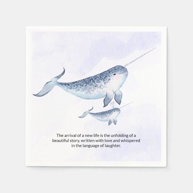 Whale Nautical Sea Blue Ocean Babydusche Napkins Serviette (Vorderseite)