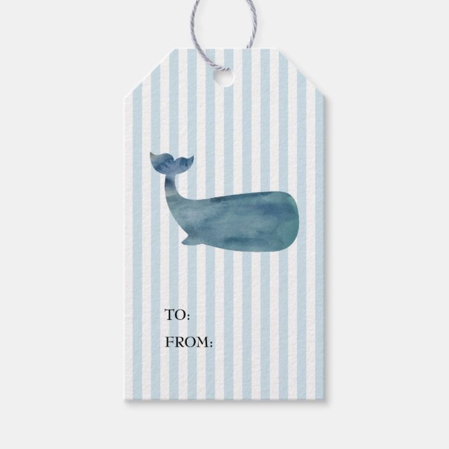 Whale Nautical Shiplap Rustic Gift Tag Geschenkanhänger (Vorderseite)