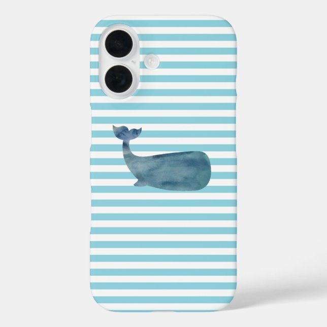 Whale Nautical Stripe Case-Mate iPhone Hülle (Rückseite)