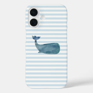 Whale Nautical Stripe iPhone 16 Hülle