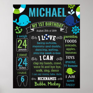 Whale Nautical Under Sea Birthday Party-Zeichen Poster
