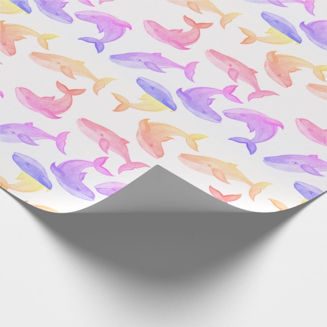 Whale Ocean Sea Life Nautical Girl Geschenkpapier (Ecke)