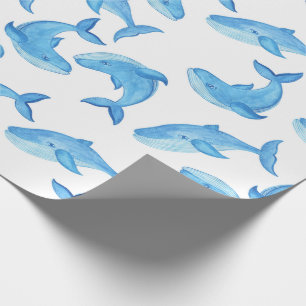 Whale Ocean Water Blue Fish Birthday Geschenkpapier