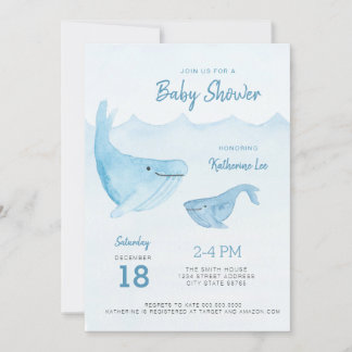Whale Ocean Whale Baby Dusche Einladung