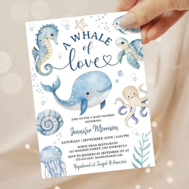 Whale Of Love Boy Baby Shower Invitation  Einladung (Von Creator hochgeladen)