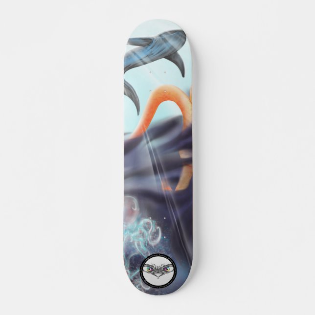 Whale-Oktopus-Qualle glühender Wasserwelt Skateboard (Vorne)