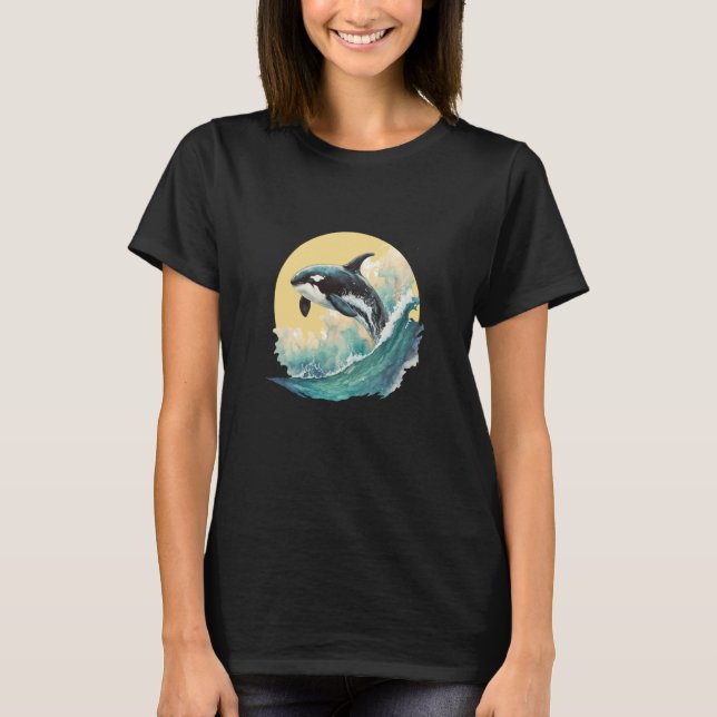 Whale Orca Marine Sea Retro Summer T-Shirt (Vorderseite)