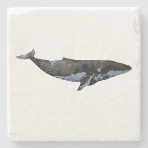 Whale Painting Nautical Marble Stone Untersetzer