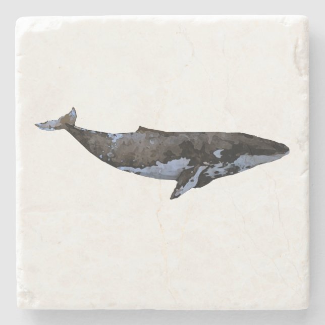 Whale Painting Nautical Marble Stone Untersetzer (Vorderseite)