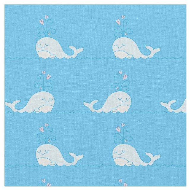 Whale Print Fabric Blue Stoff (Nahaufnahme)