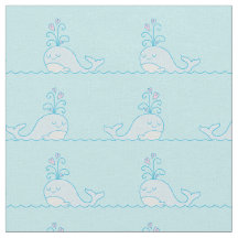 Whale Print Fabric Light Blue