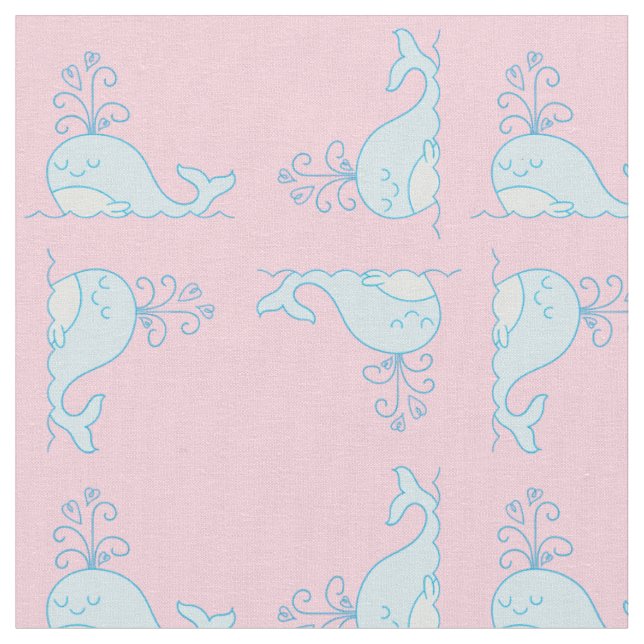 Whale Print Fabric Pink Stoff (Nahaufnahme)