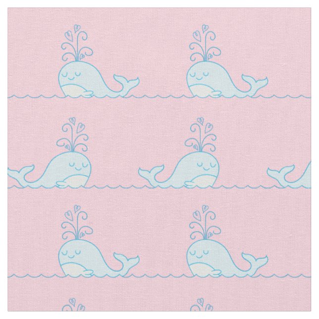 Whale Print Fabric Pink Stoff (Nahaufnahme)