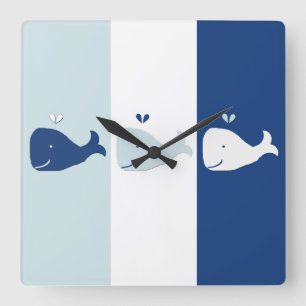 Whale Quadratische Wanduhr