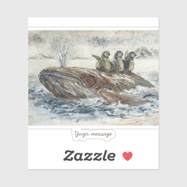 Whale Riders Whimsical Whale and Penguin Ocean Aufkleber (Blatt)