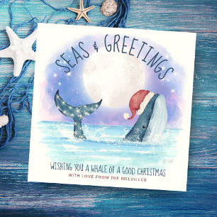 Whale Santa Sea Moon & Stars Nautische Weihnachten