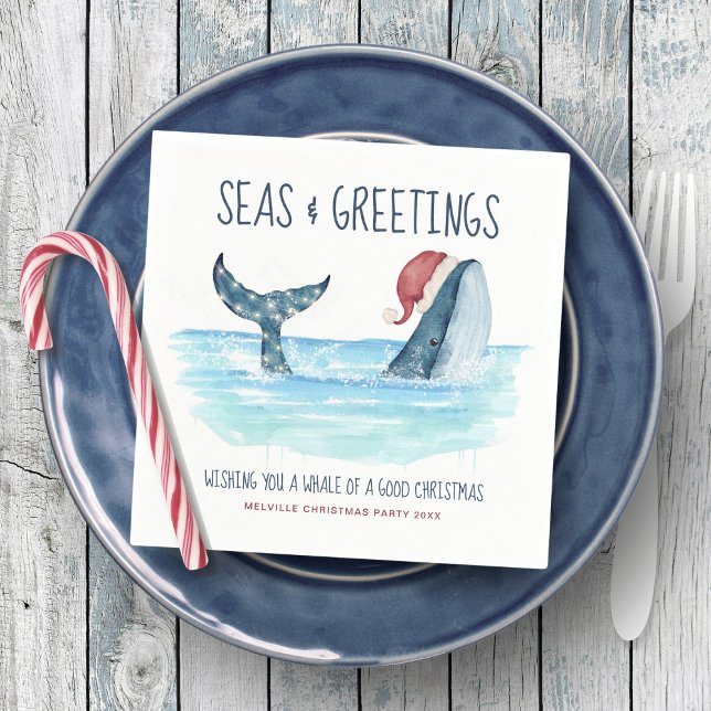 Whale Santa Sea Wasserfarbe Weihnachten Serviette (Von Creator hochgeladen)