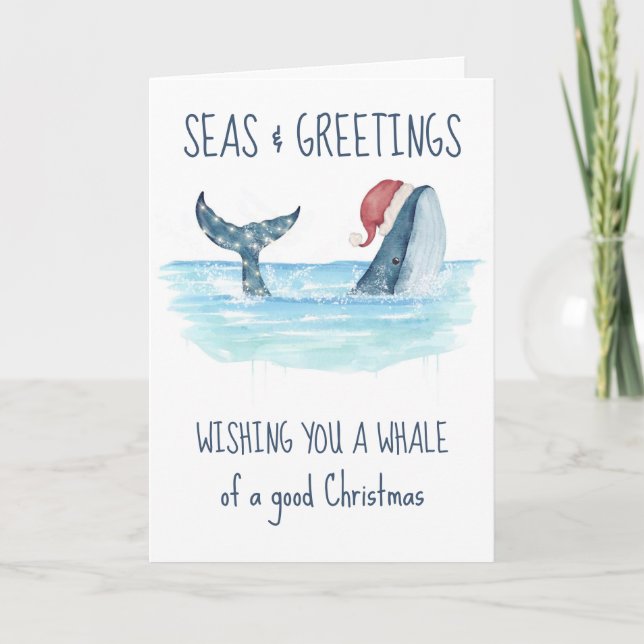 Whale Santa Seas & Greetings Nautische Weihnachten (Vorderseite)