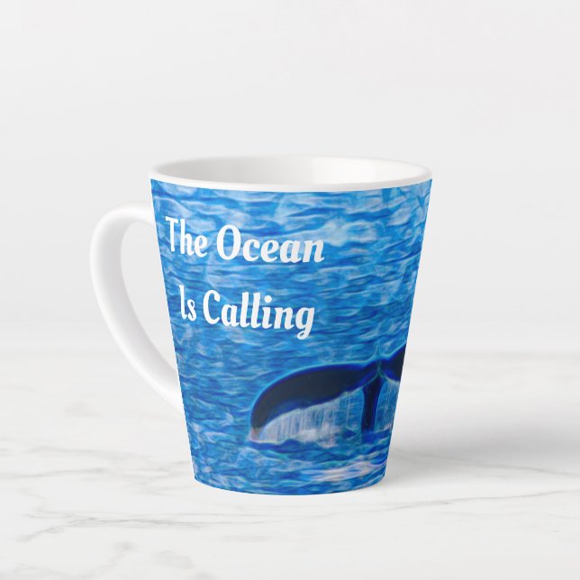 Whale Schwanz Blue Ocean ruft an Milchtasse (Linke Ecke)