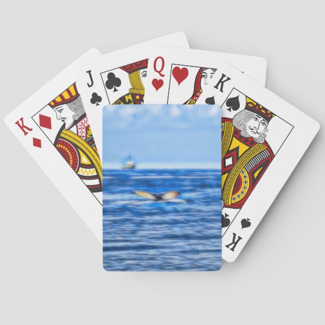 Whale Schwanz Nautical Ship Blue Ocean Spielkarten (Rückseite)
