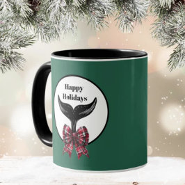 Whale Schwanz Schwarz-weiß Kariert Bow Weihnachten Tasse