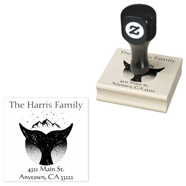 Whale-Schwanz-Silhouette Personalisiert Gummistempel (Stempel)