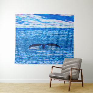 Whale Schwanz Tief blaue Küste Wandteppich