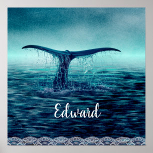 Whale-Schwanz über den Ozean Poster