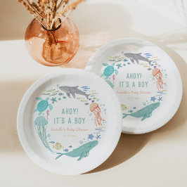 Whale Shark Boy Baby Dusche Pappteller