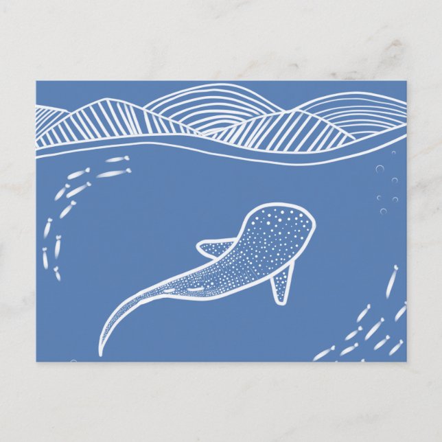 Whale Shark Line Art Postkarte (Vorderseite)