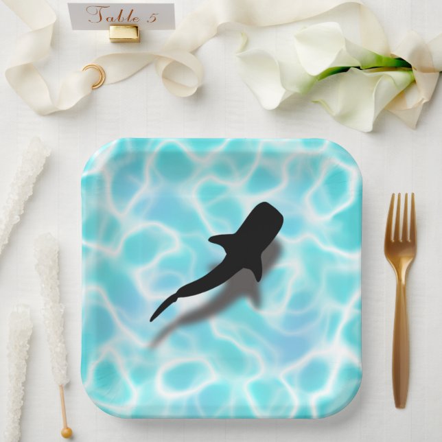 Whale Shark mit Shadow Tropical Beach Pappteller (Hochzeit)