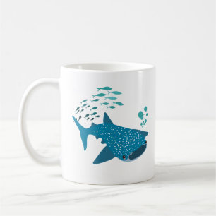 Whale Shark School of fish and buddles Coffee Tass Kaffeetasse