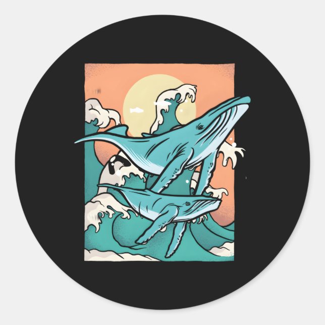 Whale Sharks Orca Beluga Whale Orcas Narwhal Runder Aufkleber (Vorderseite)