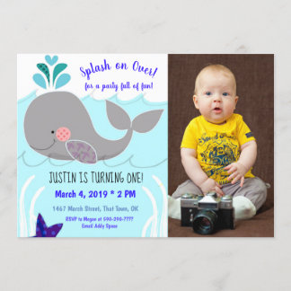 Whale Splash über die erste Einladung zum Geburtst